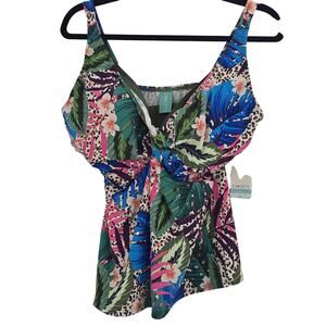 Sunsets Forever Tankini Swimsuit Top Bathing Suit 40E 38F 36G Island Tropical